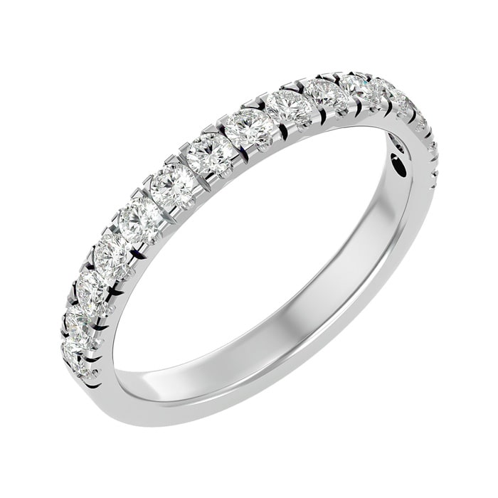 Moissanite Engagement Ring; 1/2 Carat Moissanite Wedding Band In 14 Karat White Gold