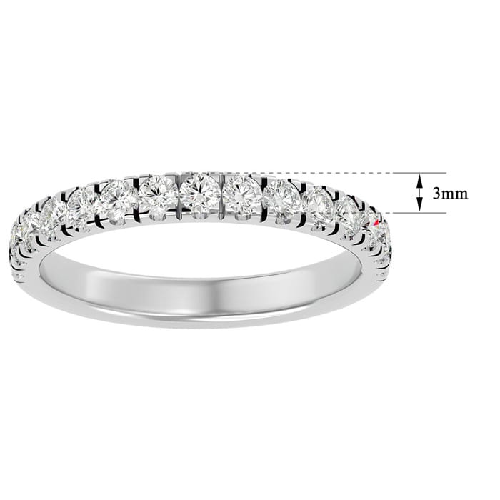 Moissanite Engagement Ring; 1/2 Carat Moissanite Wedding Band In 14 Karat White Gold