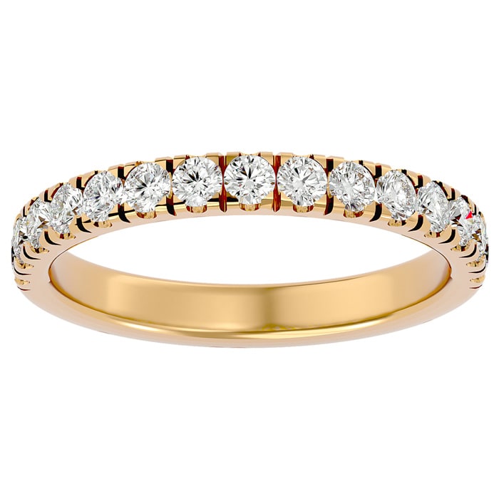 Moissanite Engagement Ring; 1/2 Carat Moissanite Wedding Band In 14 Karat Yellow Gold