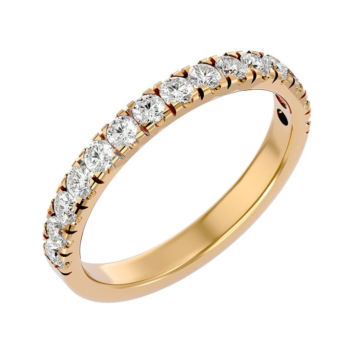 Moissanite Engagement Ring; 1/2 Carat Moissanite Wedding Band In 14 Karat Yellow Gold