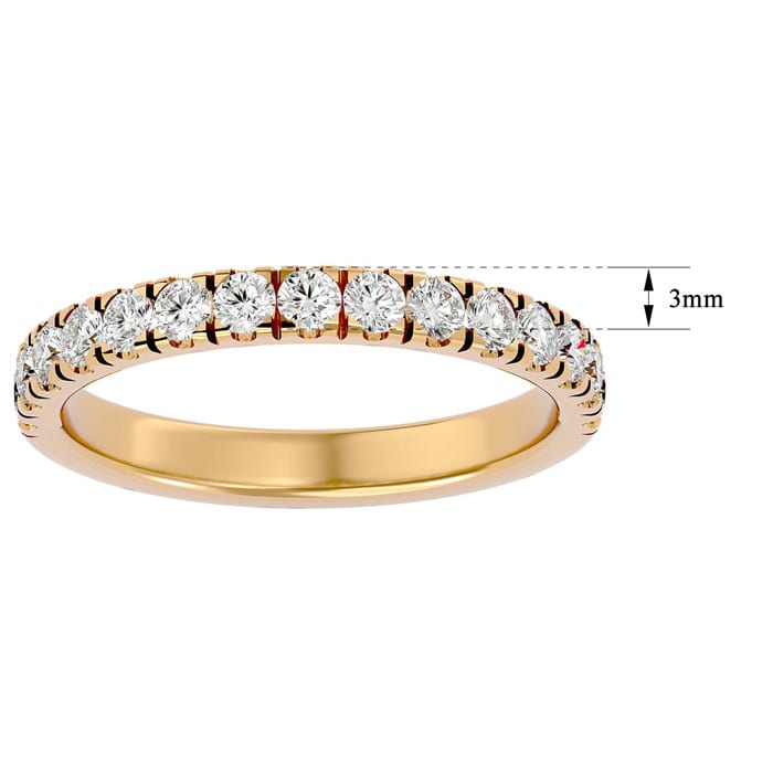 Moissanite Engagement Ring; 1/2 Carat Moissanite Wedding Band In 14 Karat Yellow Gold