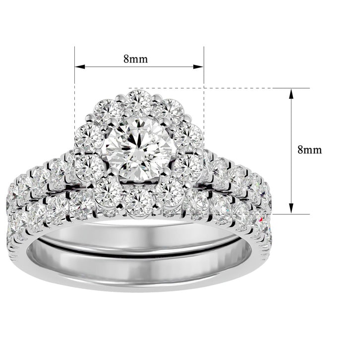 2 Carat Halo Diamond Bridal Set In 14 Karat White Gold
