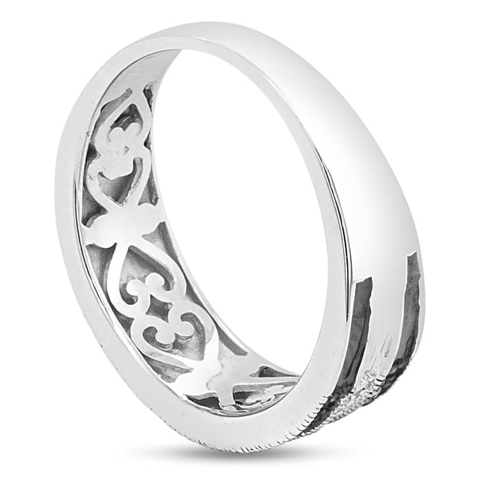 0.05 Carat Black and White Diamond Crossover Band Ring In Sterling Silver. 80% Lower Than Sold In Stores!