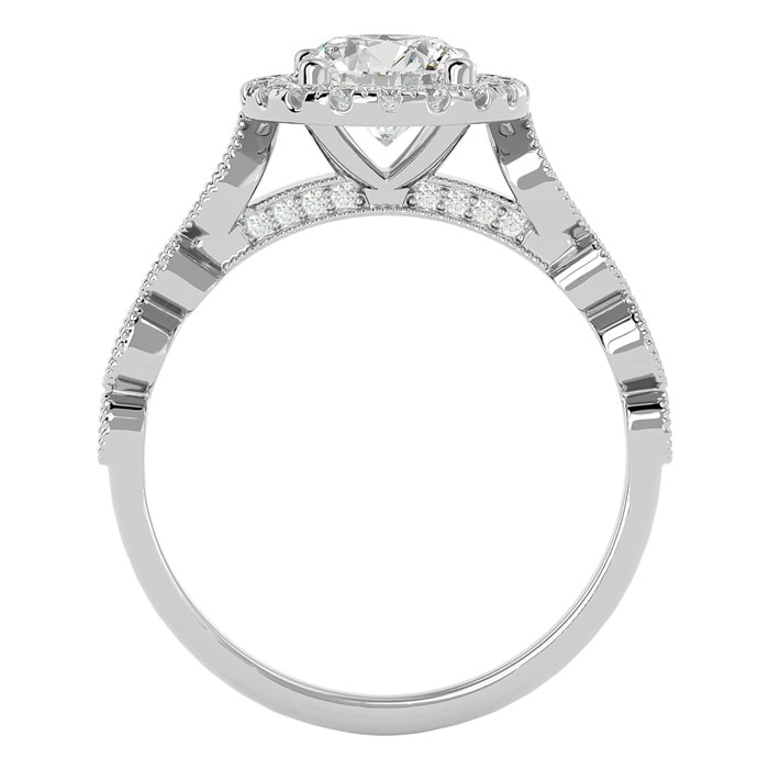 1 1/3 Carat Halo Diamond Engagement Ring In 14 Karat White Gold