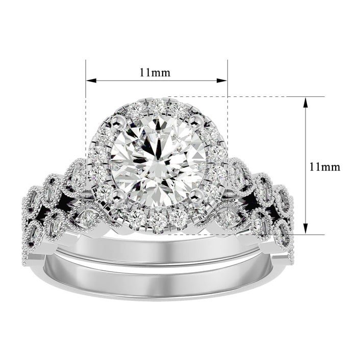 2 Carat Halo Diamond Bridal Set In 14 Karat White Gold
