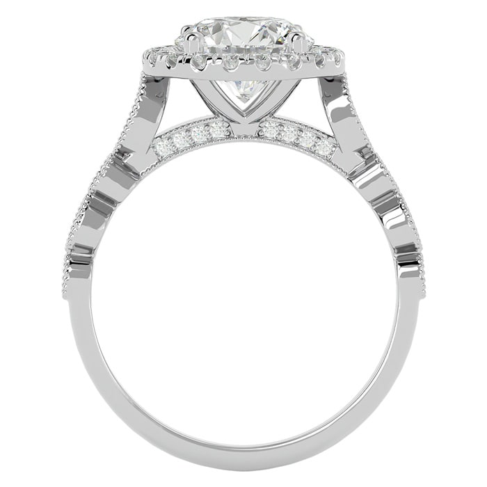 2 1/2 Carat Halo Diamond Engagement Ring In 14 Karat White Gold