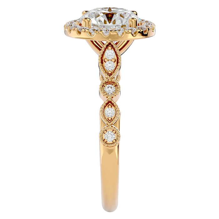 2 1/2 Carat Halo Diamond Engagement Ring In 14 Karat Yellow Gold