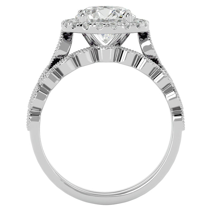2 1/2 Carat Halo Diamond Bridal Set In 14 Karat White Gold