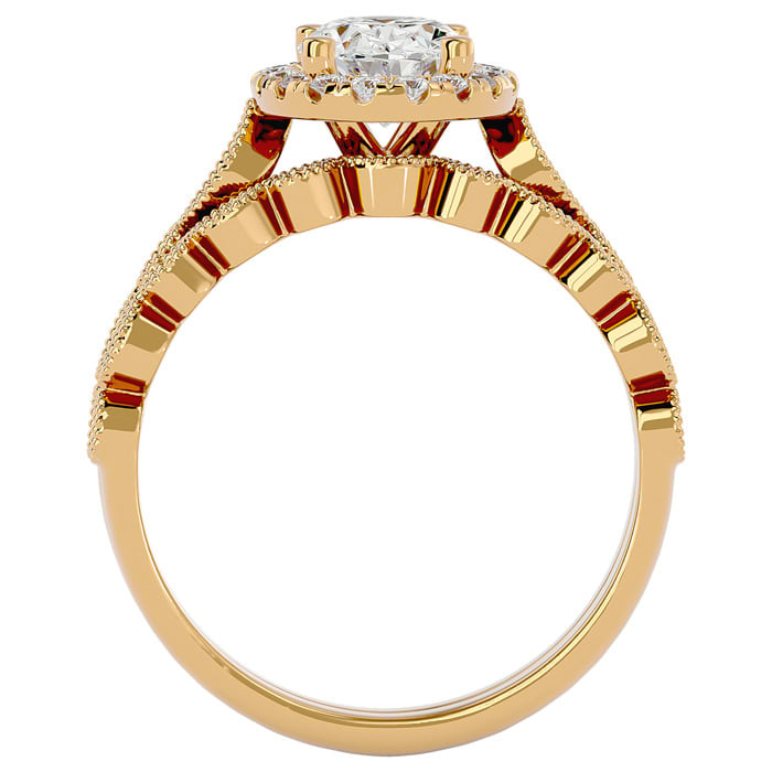 1 1/2 Carat Oval Shape Diamond Bridal Set In 14 Karat Yellow Gold