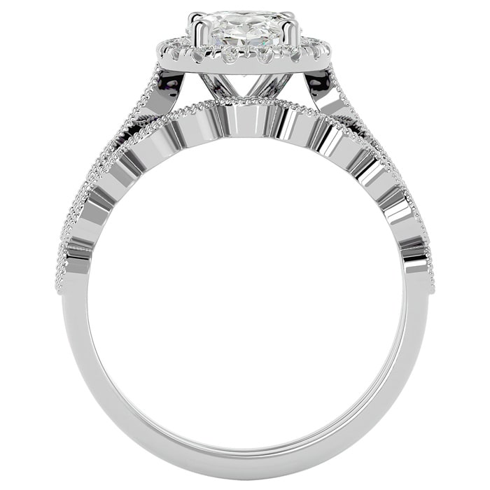 2 Carat Oval Shape Diamond Bridal Set In 14 Karat White Gold