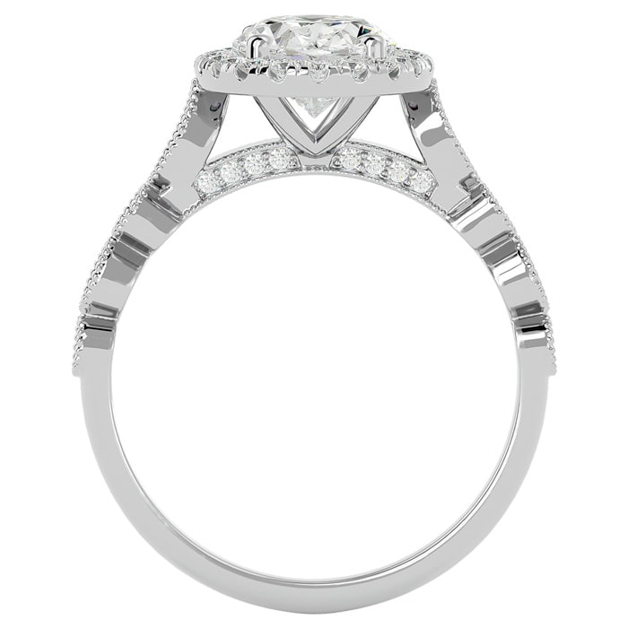 Moissanite Engagement Ring; 2 1/2 Carat Oval Shape Moissanite Engagement Ring In 14 Karat White Gold