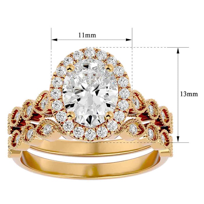 2 1/2 Carat Oval Shape Diamond Bridal Set In 14 Karat Yellow Gold