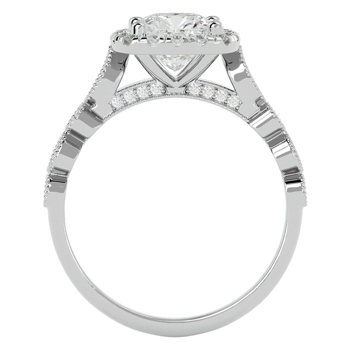 1 3/4 Carat Cushion Cut Diamond Engagement Ring In 14 Karat White Gold