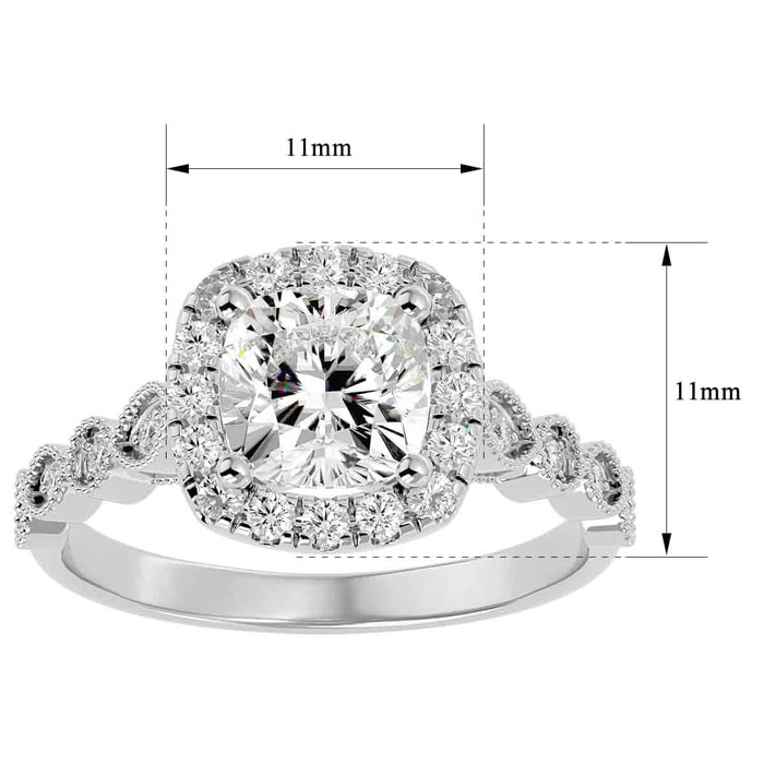 2 1/2 Carat Cushion Cut Diamond Engagement Ring In 14 Karat White Gold