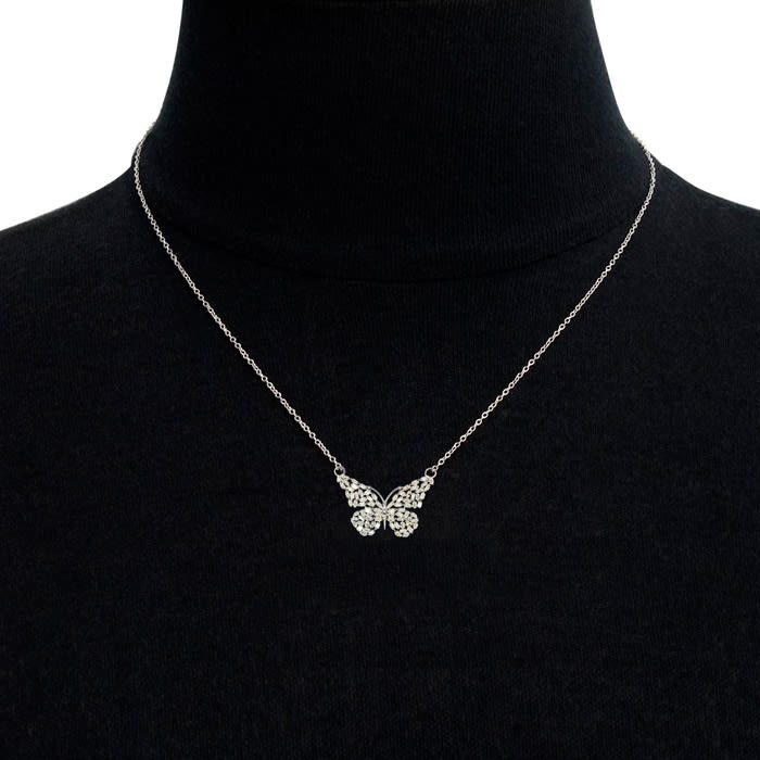 1 Carat Baguette Diamond Butterfly Necklace In Sterling Silver, 16 Inches. NEVER OFFERED BEFORE ANYWHERE.  SPECTACULAR DEAL