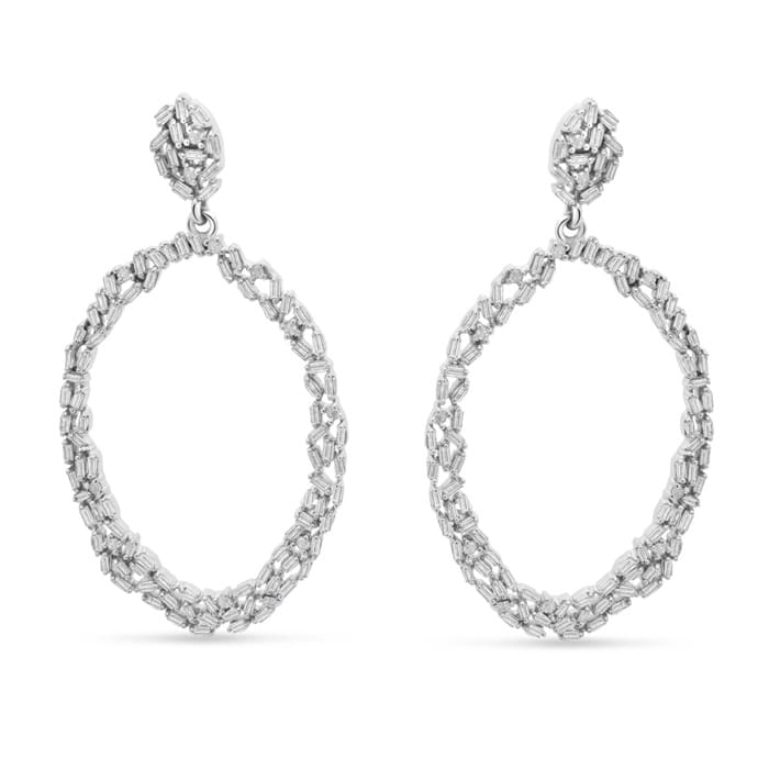Baguette diamond best sale drop earrings