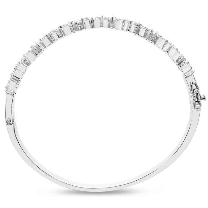1 Baguette Diamond Bangle Bracelet In Sterling Silver. Very Unusual Beautiful Baguette Diamond Bangle!