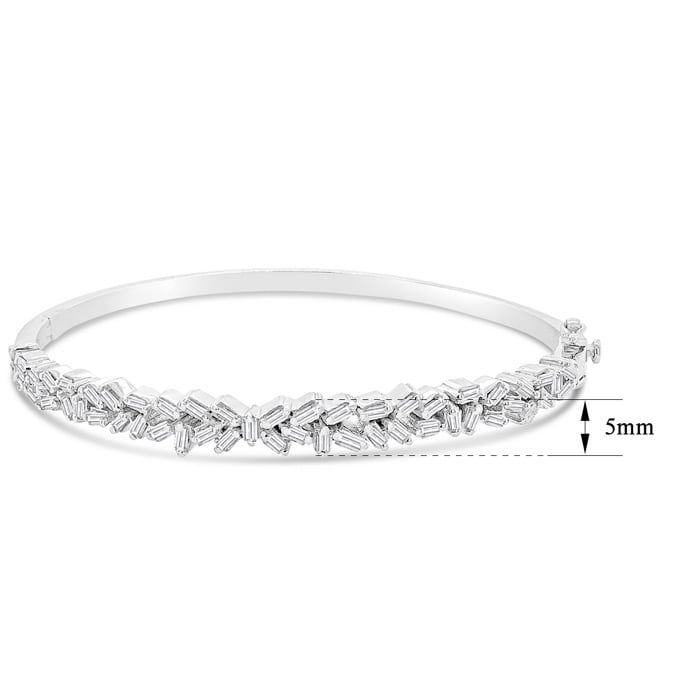 1 Baguette Diamond Bangle Bracelet In Sterling Silver. Very Unusual Beautiful Baguette Diamond Bangle!