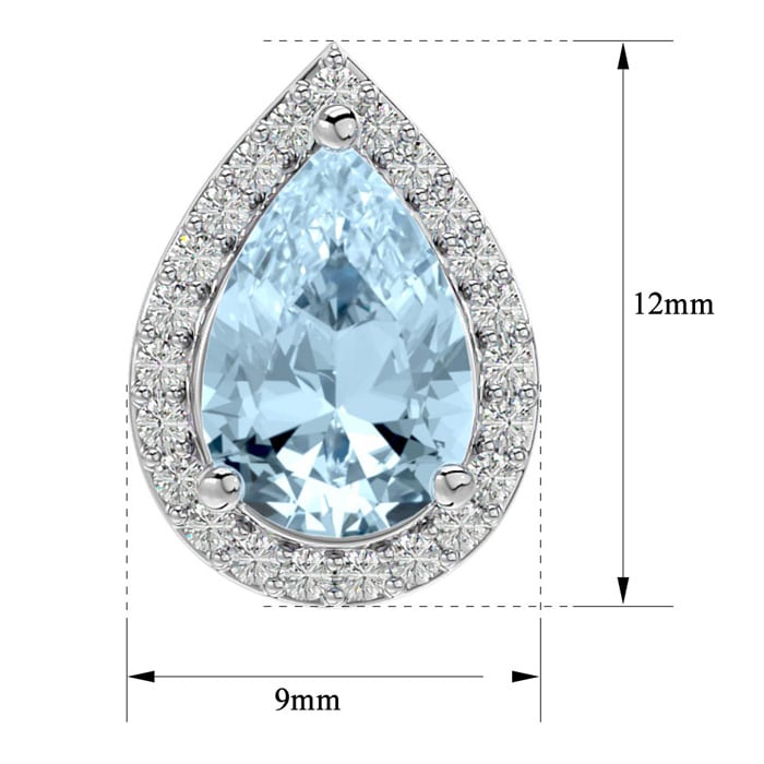 Aquamarine Earrings: Aquamarine Jewelry: 2 1/2 Carat Aquamarine and Diamond Pear Shape Stud Earrings In 14 Karat White Gold 