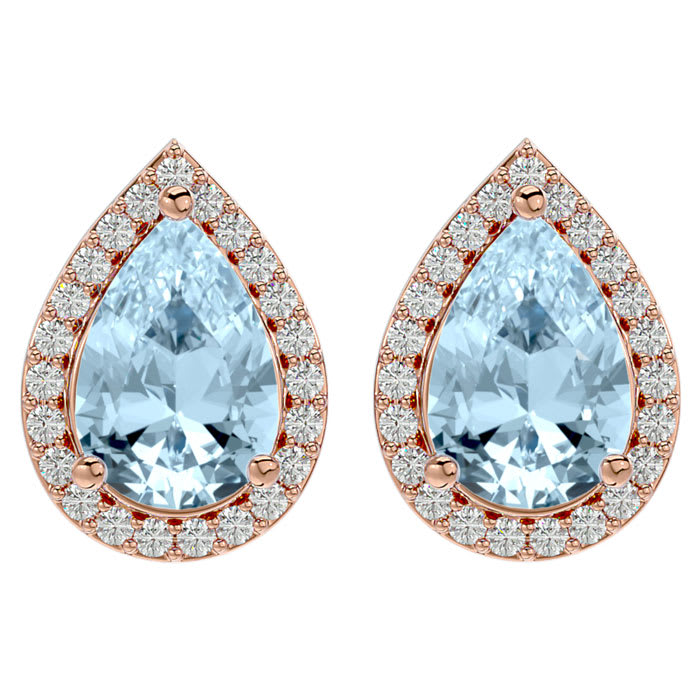 Rose gold aquamarine earrings sale