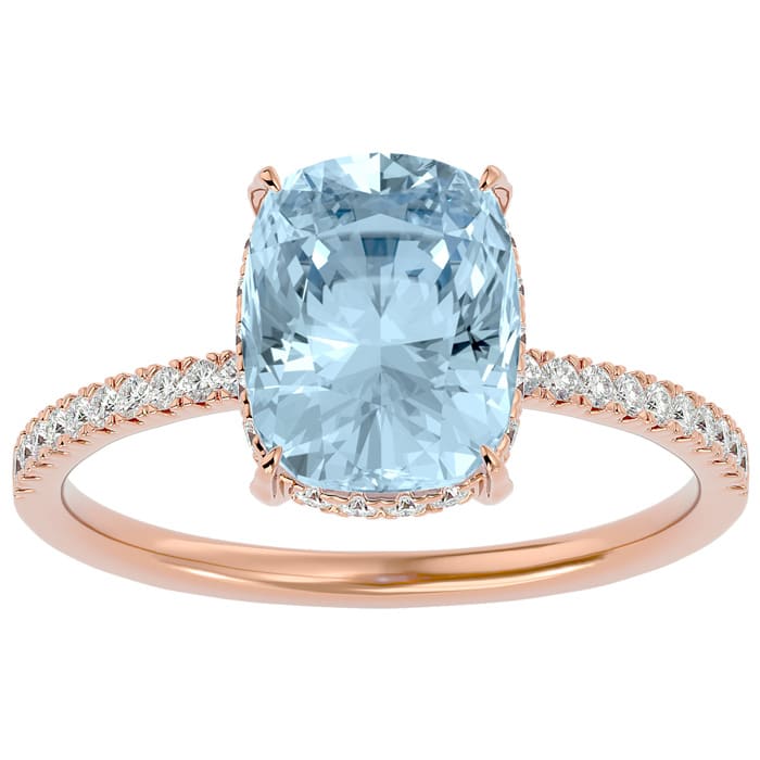 Cushion aquamarine ring top