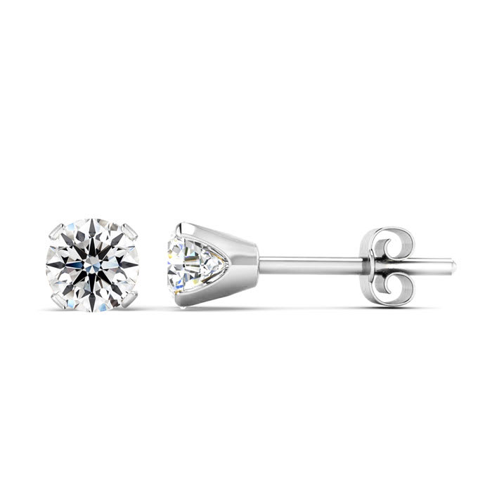 Diamond Stud Earrings! 1/2 Carat Stud Earrings In White Gold.  Shiny, Shimmering, Bright Natural Diamonds!