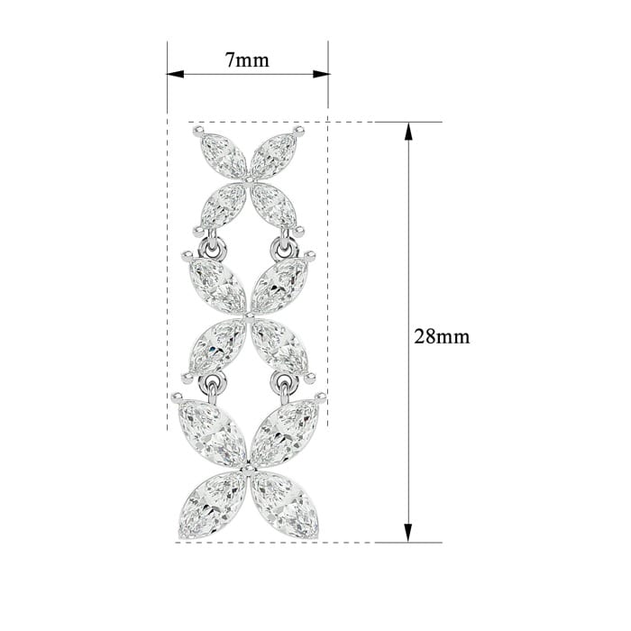 Diamond Drop Earrings: 3 3/4 Carat Marquise Shape Diamond Cluster Dangle Earrings In 14 Karat White Gold