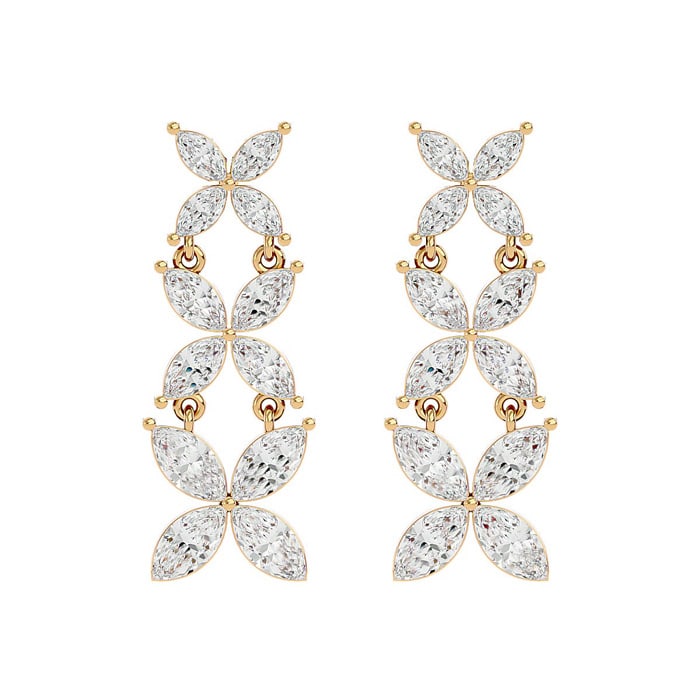 Diamond Drop Earrings: 3 3/4 Carat Marquise Shape Diamond Cluster Dangle Earrings In 14 Karat Yellow Gold