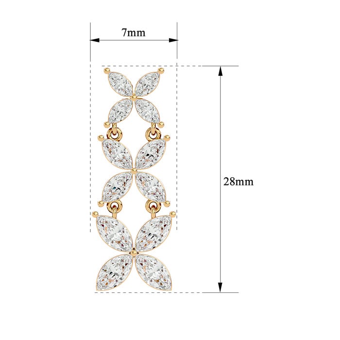 Diamond Drop Earrings: 3 3/4 Carat Marquise Shape Diamond Cluster Dangle Earrings In 14 Karat Yellow Gold