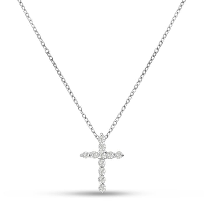 2 3/4 Carat Diamond Cross Necklace In 14 Karat White Gold, 18 Inches Cable Chain