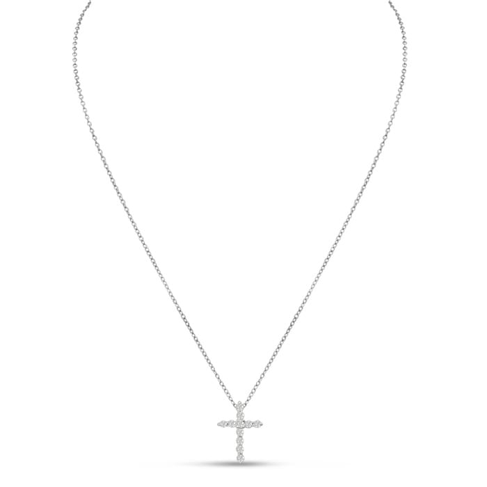 2 3/4 Carat Diamond Cross Necklace In 14 Karat White Gold, 18 Inches Cable Chain