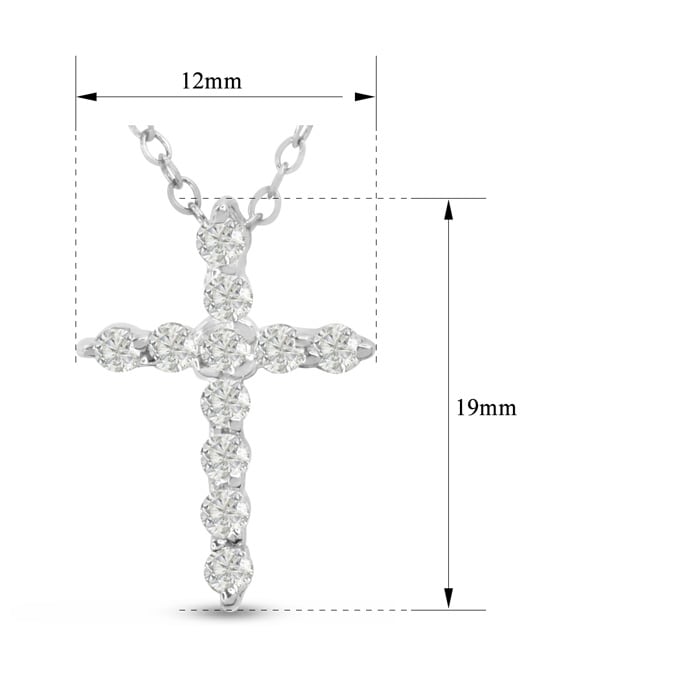 2 3/4 Carat Diamond Cross Necklace In 14 Karat White Gold, 18 Inches Cable Chain