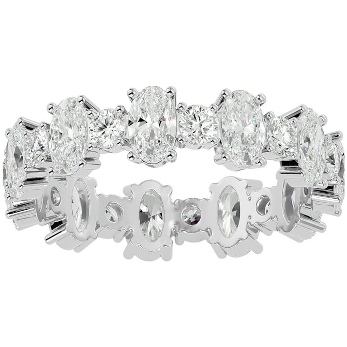 Eternity Ring Size 7.5 3 1/2 Carat Oval and Round Moissanite Eternity Ring In 14 Karat White Gold