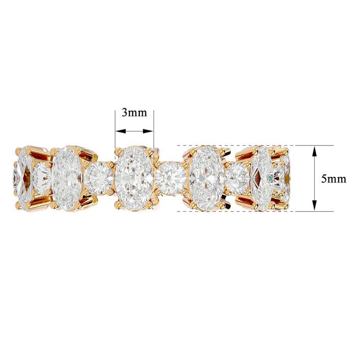 3 Carat Oval and Round Diamond Eternity Ring In 14 Karat Yellow Gold, Ring Size 5.5