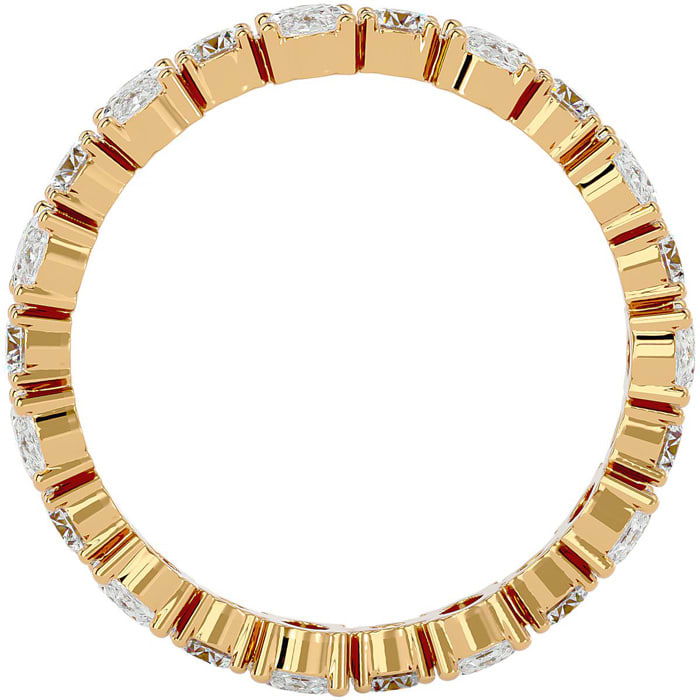 3 3/4 Carat Oval and Round Diamond Eternity Ring In 14 Karat Yellow Gold, Ring Size 9