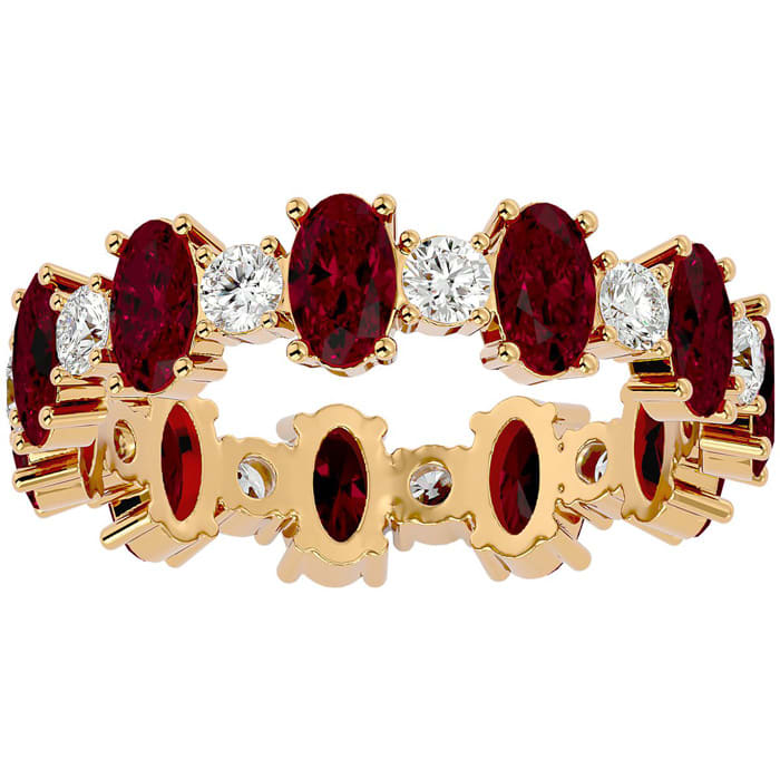 Eternity Ring Size 6.5 3 1/2 Carat Ruby and Moissanite Eternity Ring In 14 Karat Yellow Gold