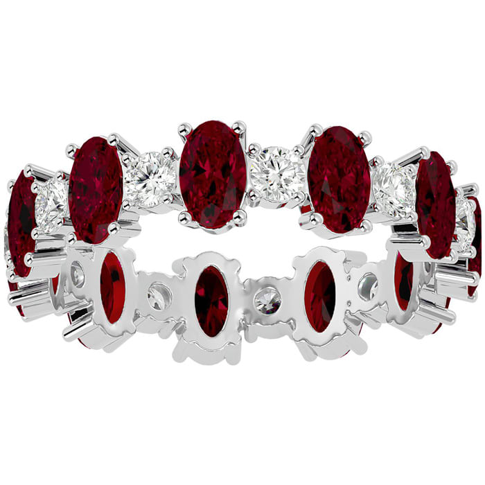 Eternity Ring Size 5.5 3 Carat Ruby and Diamond Eternity Ring In 14 Karat White Gold