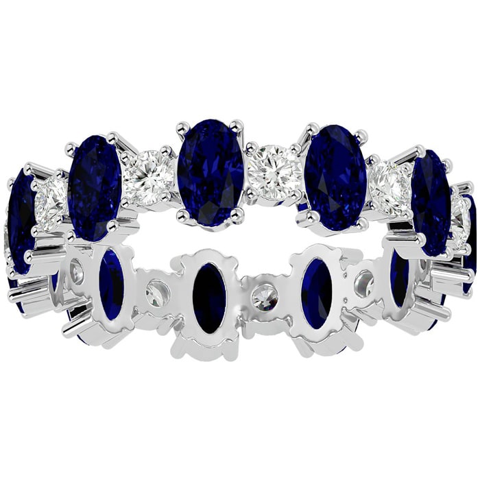 Eternity Ring Size 6.5 3 1/2 Carat Sapphire and Moissanite Eternity Ring In 14 Karat White Gold