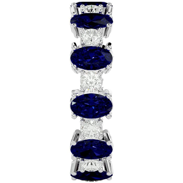 Eternity Ring Size 7 3 1/2 Carat Sapphire and Moissanite Eternity Ring In 14 Karat White Gold