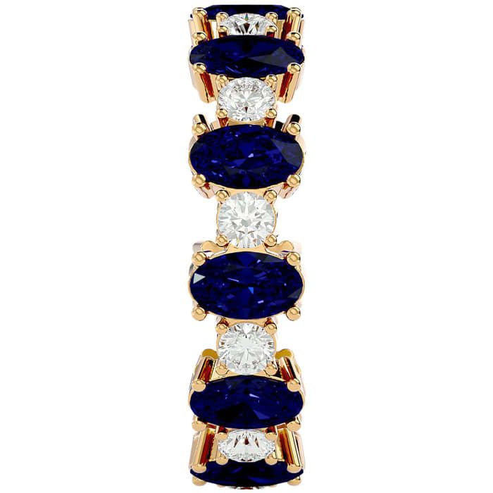 Eternity Ring Size 7.5 3 1/2 Carat Sapphire and Moissanite Eternity Ring In 14 Karat Yellow Gold