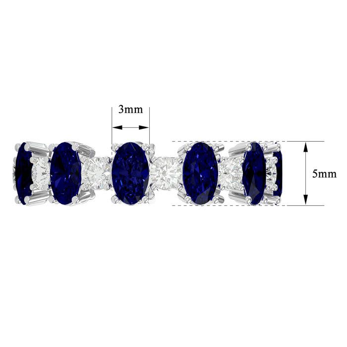 Eternity Ring Size 6.5 3 1/2 Carat Sapphire and Diamond Eternity Ring In 14 Karat White Gold