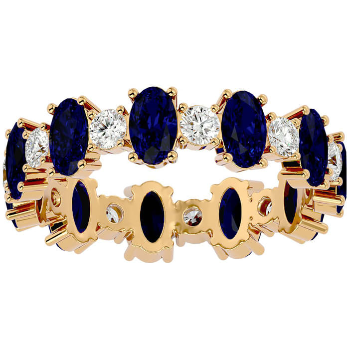 Eternity Ring Size 9 3 3/4 Carat Sapphire and Diamond Eternity Ring In 14 Karat Yellow Gold