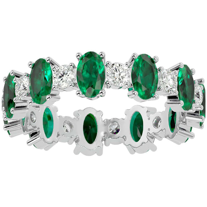 Eternity Ring Size 5.5 3 Carat Emerald and Moissanite Eternity Ring In 14 Karat White Gold