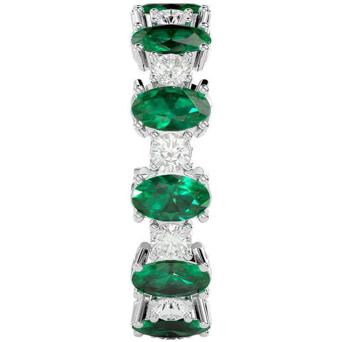 Eternity Ring Size 8.5 3 3/4 Carat Emerald and Diamond Eternity Ring In 14 Karat White Gold
