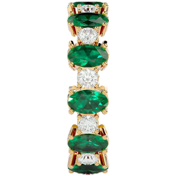 Eternity Ring Size 6 3 1/2 Carat Emerald and Diamond Eternity Ring In 14 Karat Yellow Gold