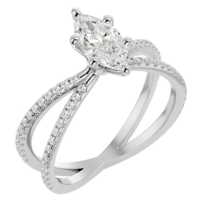 1 1/4 Carat Marquise Shape Diamond Engagement Ring In 14 Karat White Gold