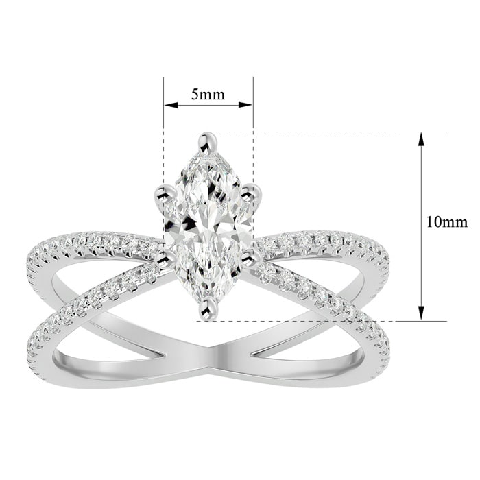 1 1/4 Carat Marquise Shape Diamond Engagement Ring In 14 Karat White Gold