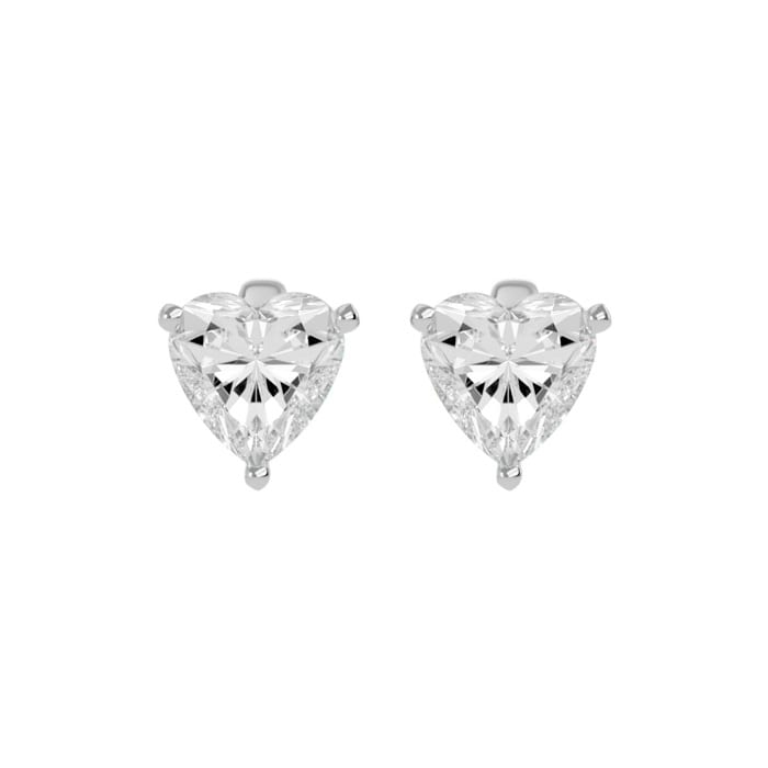 1 Carat Heart Shape Moissanite Stud Earrings In Platinum