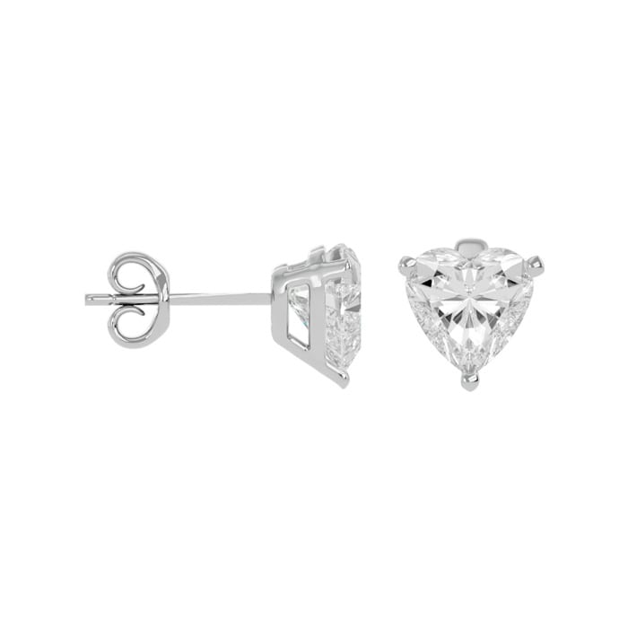 1 Carat Heart Shape Moissanite Stud Earrings In Platinum
