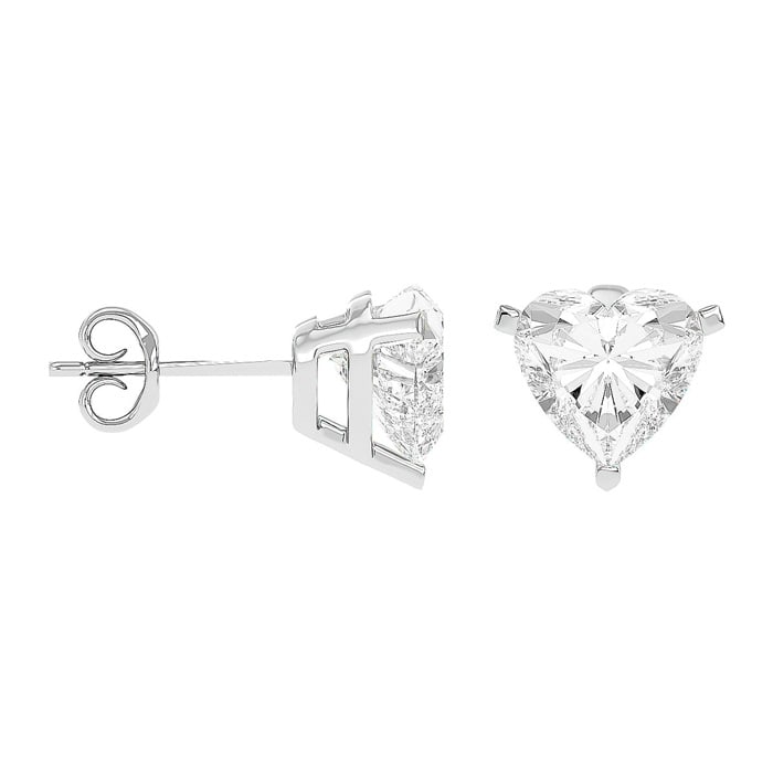 1 1/2 Carat Heart Shape Moissanite Stud Earrings In 14 Karat White Gold